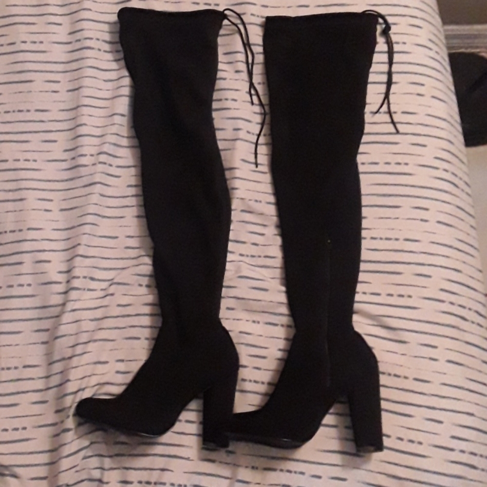Thigh high suede boots